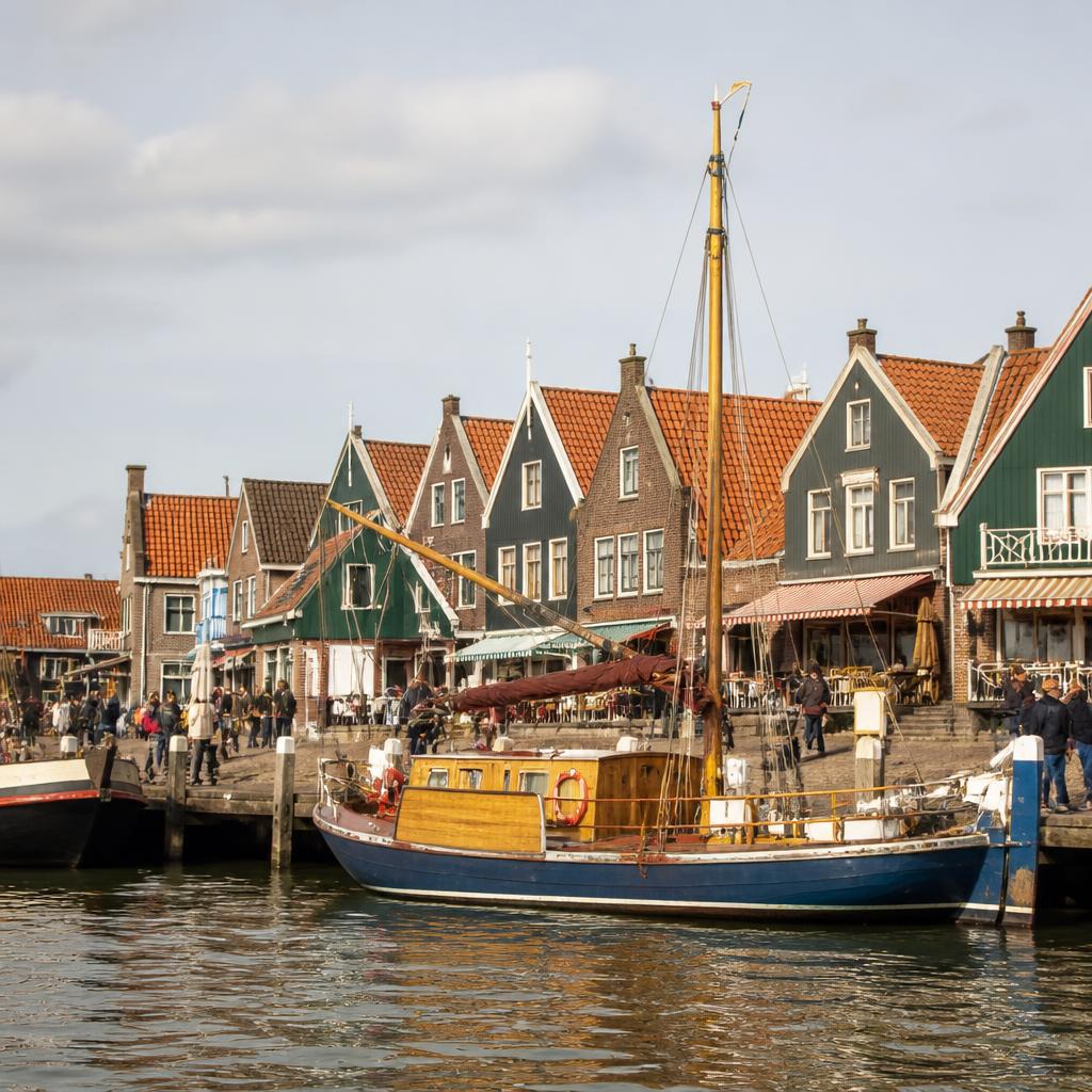 Traditional fishing boat in Volendam harbor